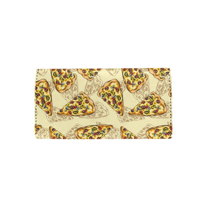 Pizza Pattern Print Design A01 Women's Trifold Wallet
