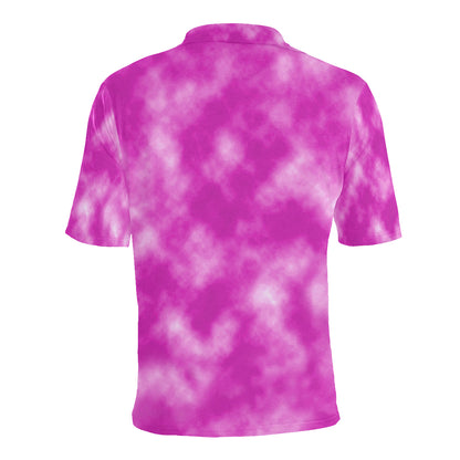 Tie Dye Pink Design Print Men Polo Shirt
