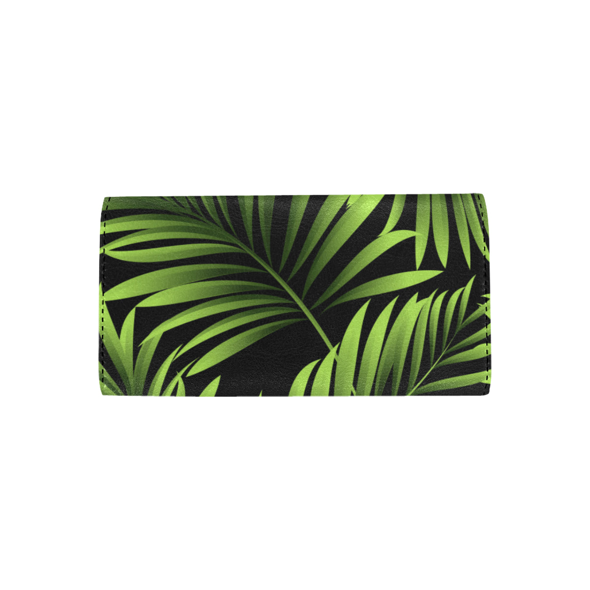Green Neon Tropical Palm Leaves Women's Trifold Wallet