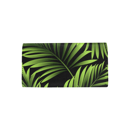 Green Neon Tropical Palm Leaves Women's Trifold Wallet