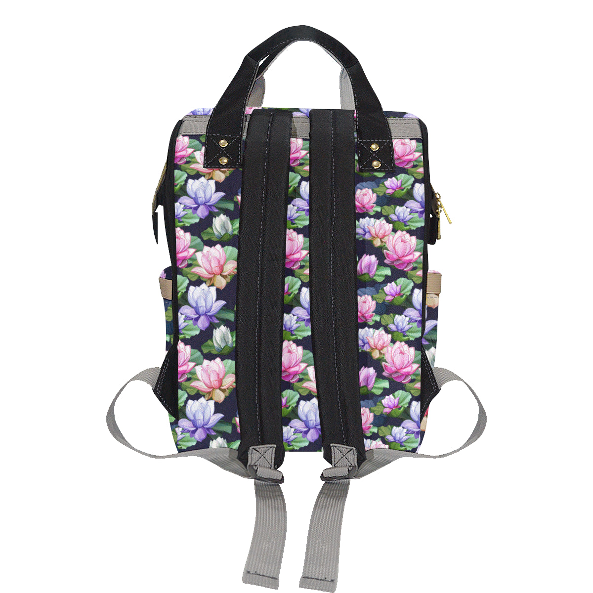Lotus Flower Print Design Diaper Bag Backpack