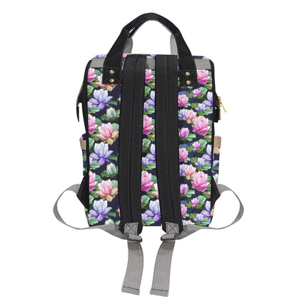 Lotus Flower Print Design Diaper Bag Backpack