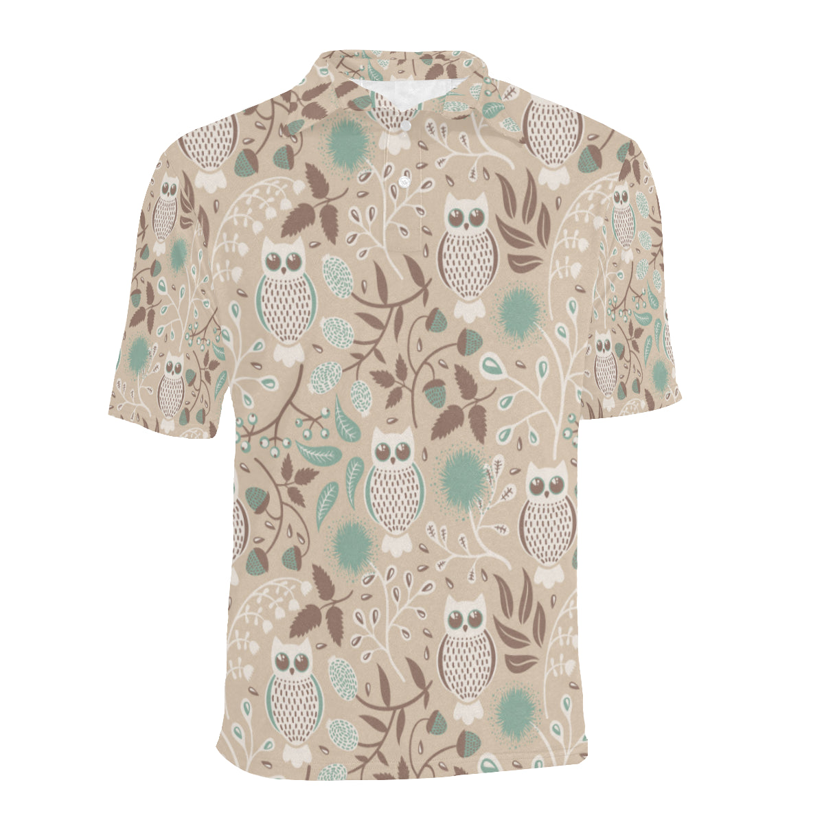 Owl Pattern Print Design A02 Men Polo Shirt