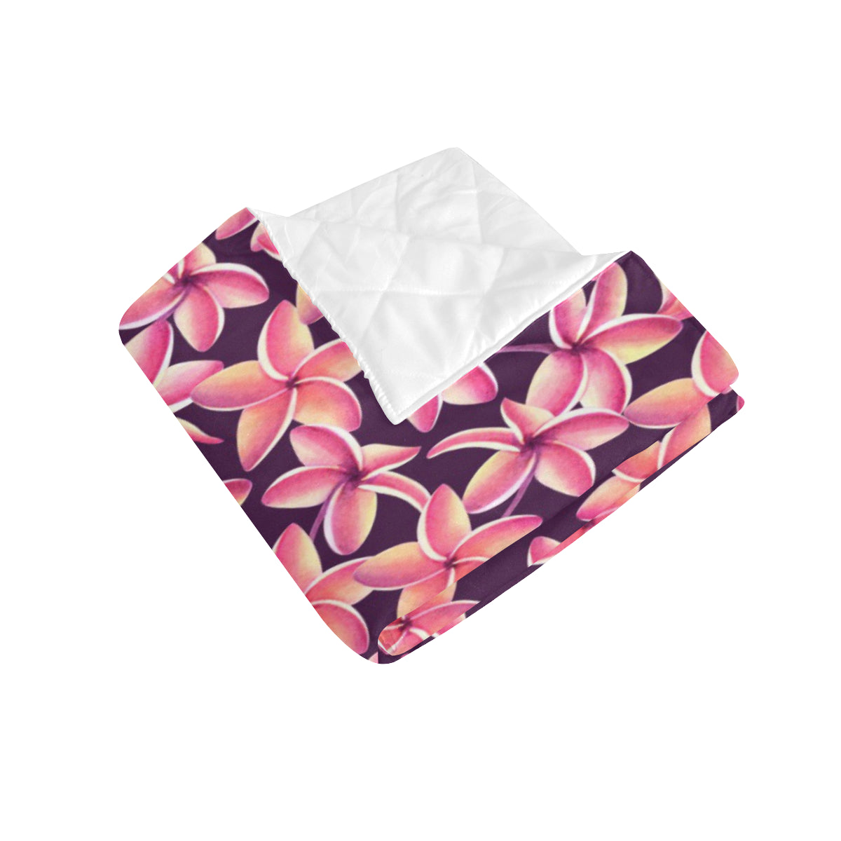 Purple Plumeria Pattern Print Design PM010 Premium Quilt