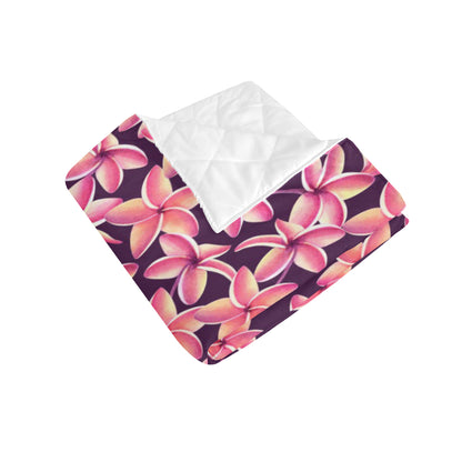 Purple Plumeria Pattern Print Design PM010 Premium Quilt