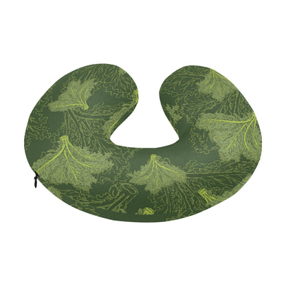 Kale Pattern Print Design 01 U-Shaped Travel Neck Pillow