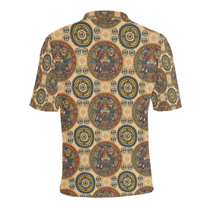 Calendar Aztec Pattern Print Design 02 Men Polo Shirt