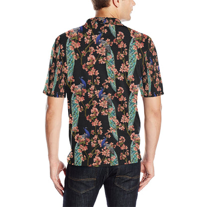 Peacock Pattern Print Design A01 Men Polo Shirt