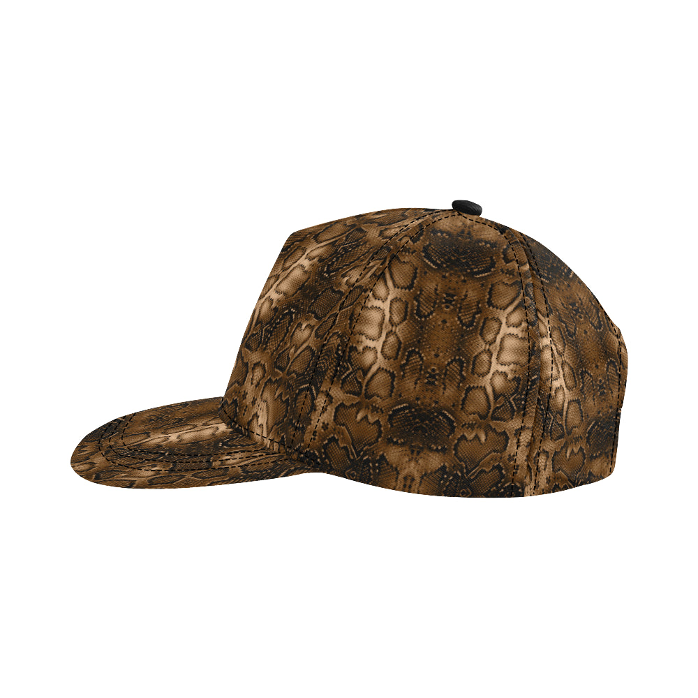 Snake Skin Brown Print Snapback Cap
