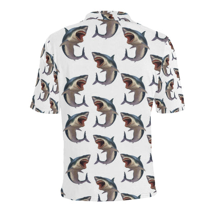 Great White Shark Pattern Print Design 03 Men Polo Shirt