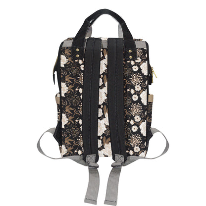 Peony Pattern Print Design A02 Diaper Bag Backpack