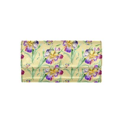 Iris Pattern Print Design IR06 Women's Trifold Wallet