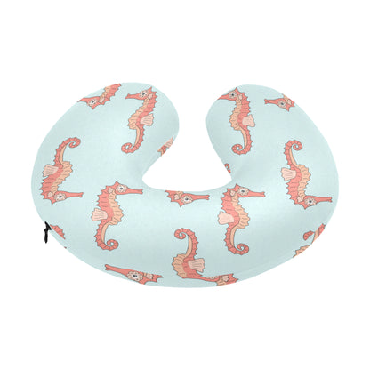 SeaHorse Pattern Print Design 01 U-Shaped Travel Neck Pillow