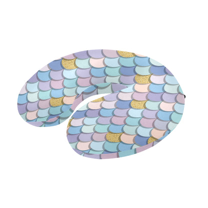 Mermaid Scales Pattern Print Design 05 U-Shaped Travel Neck Pillow