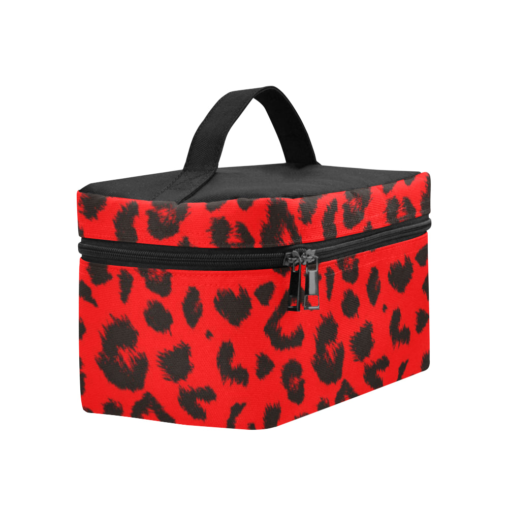 Leopard Red Skin Print Makeup Bag