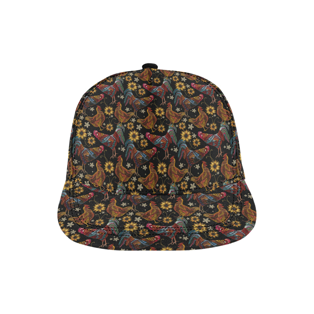 Chicken Embroidery Style Snapback Cap