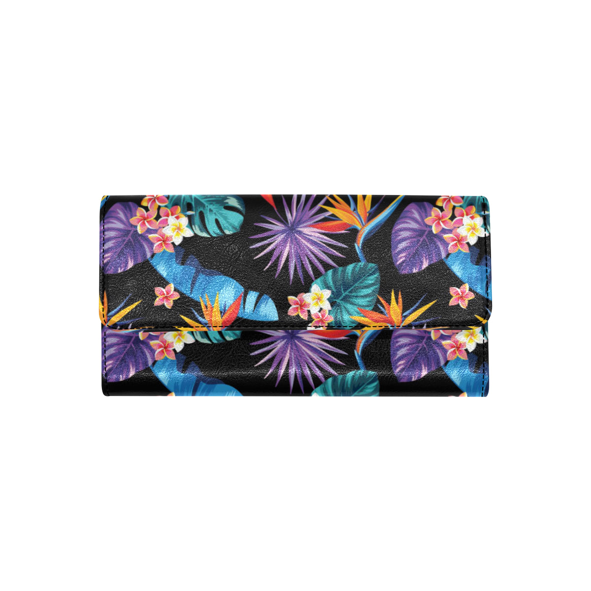 Tropical Flower Pattern Print Design TF018 Women's Trifold Wallet