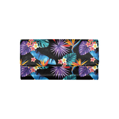 Tropical Flower Pattern Print Design TF018 Women's Trifold Wallet