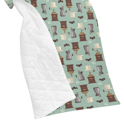 Coffee Pattern Print Design 04 Premium Quilt