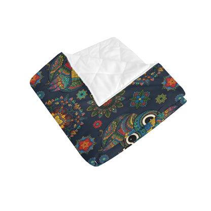 Owl Boho Style Pattern Print Design A04 Premium Quilt