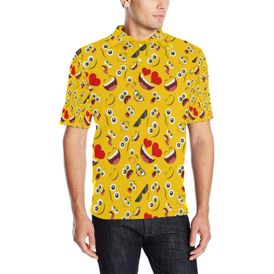 Emoji Face Print Pattern Men Polo Shirt