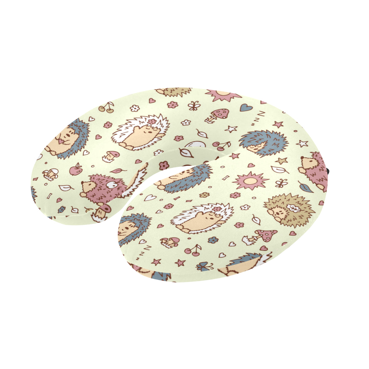 Hedgehog Cute Pattern Print Design 01 U-Shaped Travel Neck Pillow