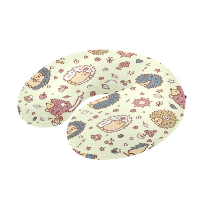 Hedgehog Cute Pattern Print Design 01 U-Shaped Travel Neck Pillow