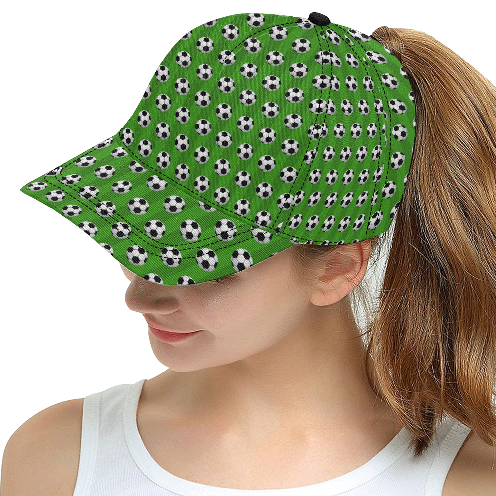 Soccer Ball Green Backgrpund Print Snapback Cap