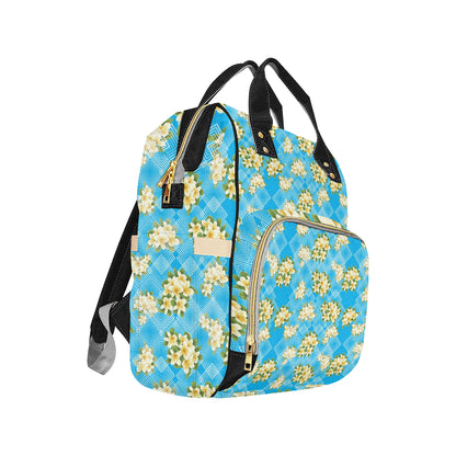 Yellow Plumeria Design Print Pattern Diaper Bag Backpack
