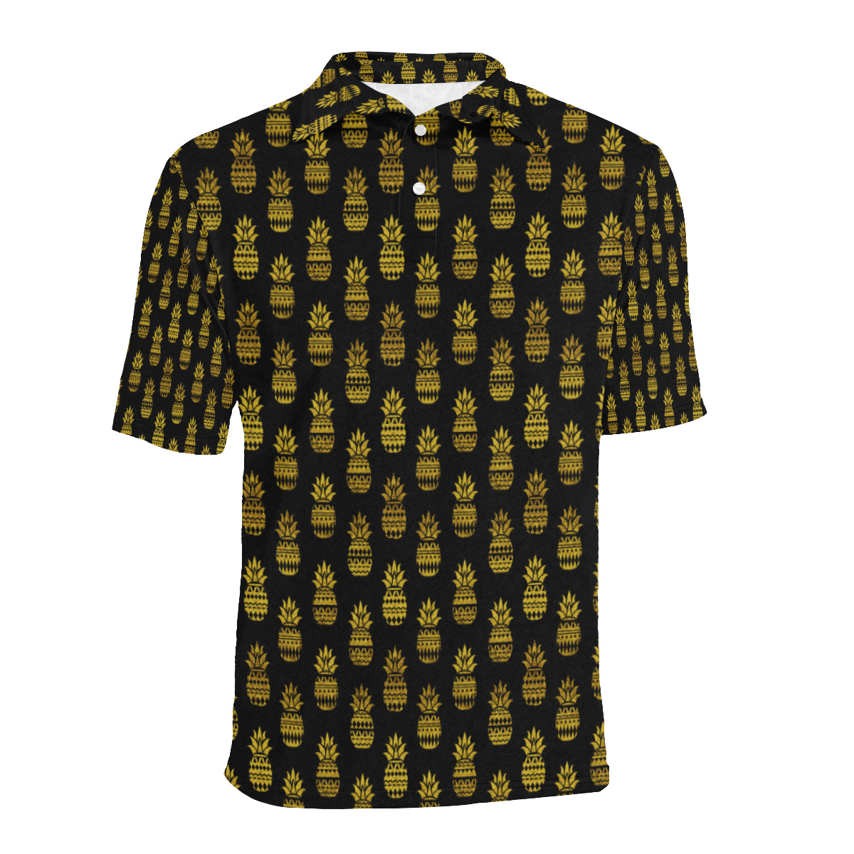 Pineapple Gold Tribal Style Print Men Polo Shirt