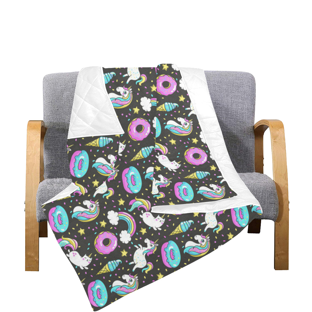 Donut Unicorn Pattern Print Design DN09 Premium Quilt
