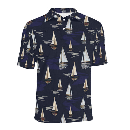 Sailing Ships Pattern Print Design A05 Men Polo Shirt