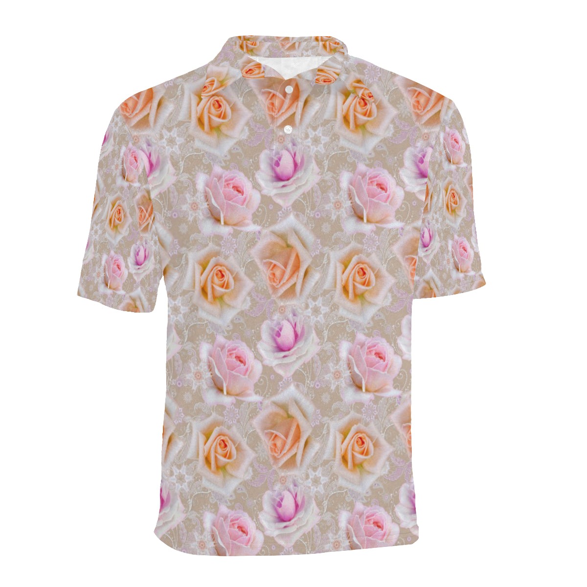 Rose Pattern Print Design RO011 Men Polo Shirt