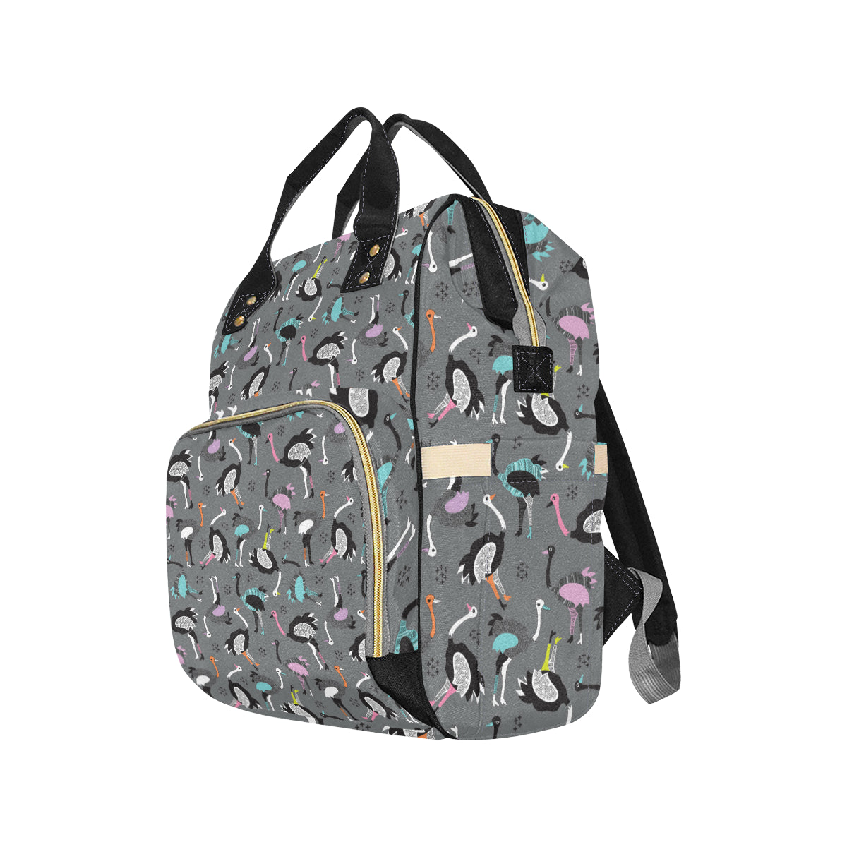 Ostrich Pattern Print Design 01 Diaper Bag Backpack