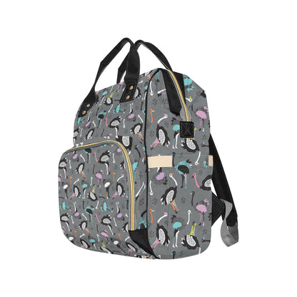 Ostrich Pattern Print Design 01 Diaper Bag Backpack