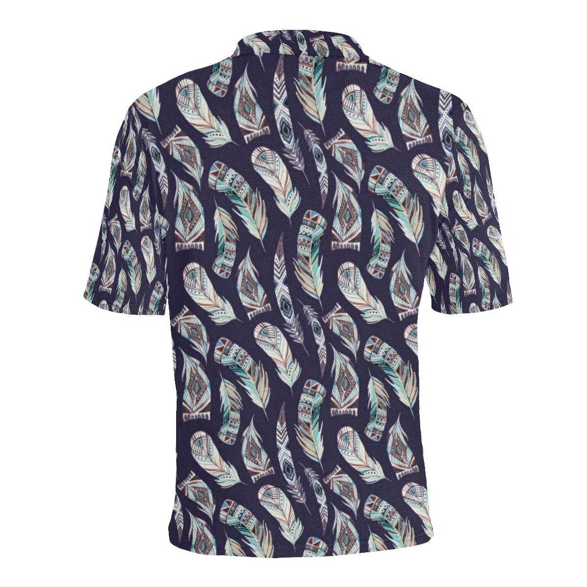 Feather Vintage Boho Design Print Men Polo Shirt