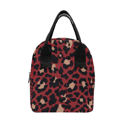 Cheetah Red Print Pattern Insulated Lunch Bag