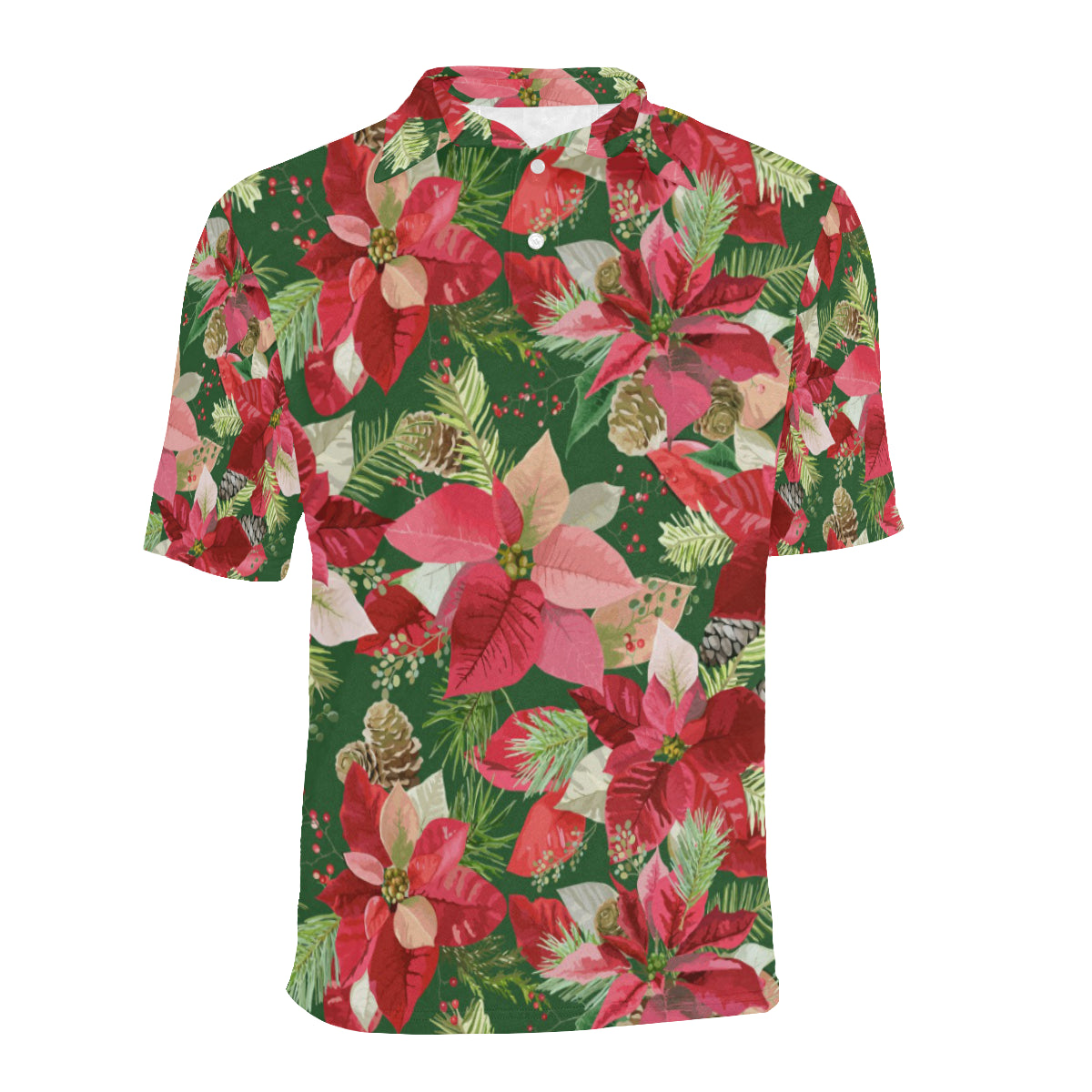 Poinsettia Pattern Print Design POT03 Men Polo Shirt