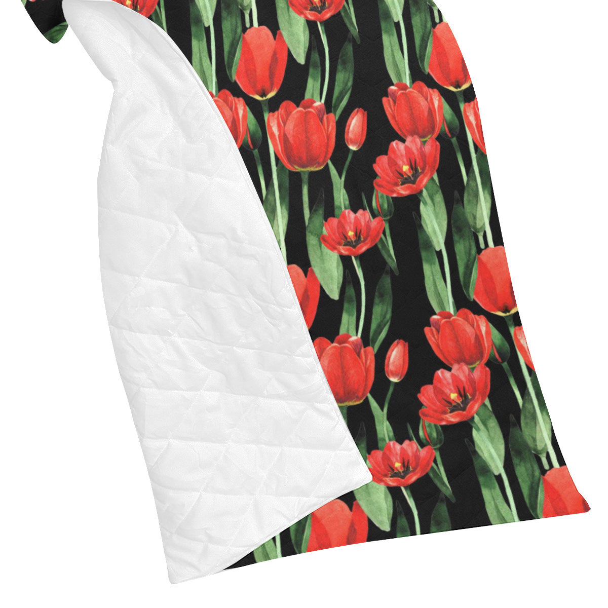 Tulip Red Pattern Print Design TP03 Premium Quilt