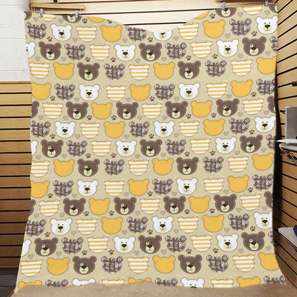 Bear PatchworkPattern Print Design 01 Premium Quilt