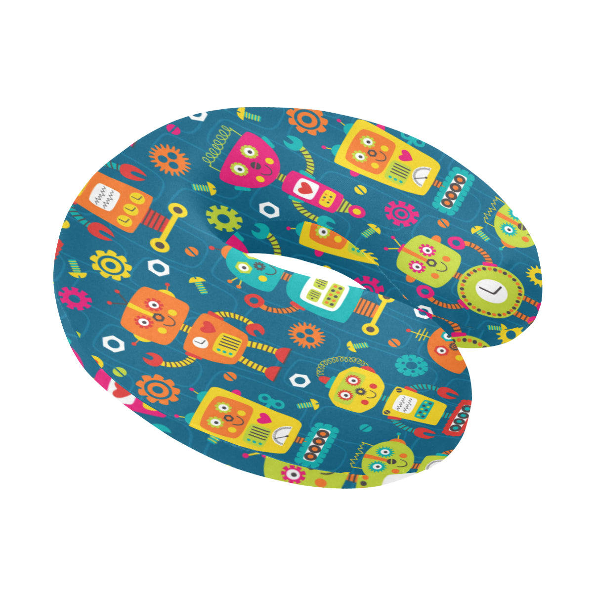Robot Pattern Print Design A04 U-Shaped Travel Neck Pillow