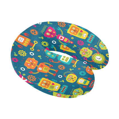 Robot Pattern Print Design A04 U-Shaped Travel Neck Pillow