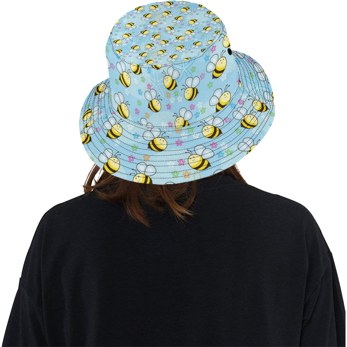 Bee Pattern Print Design BEE03 Unisex Bucket Hat