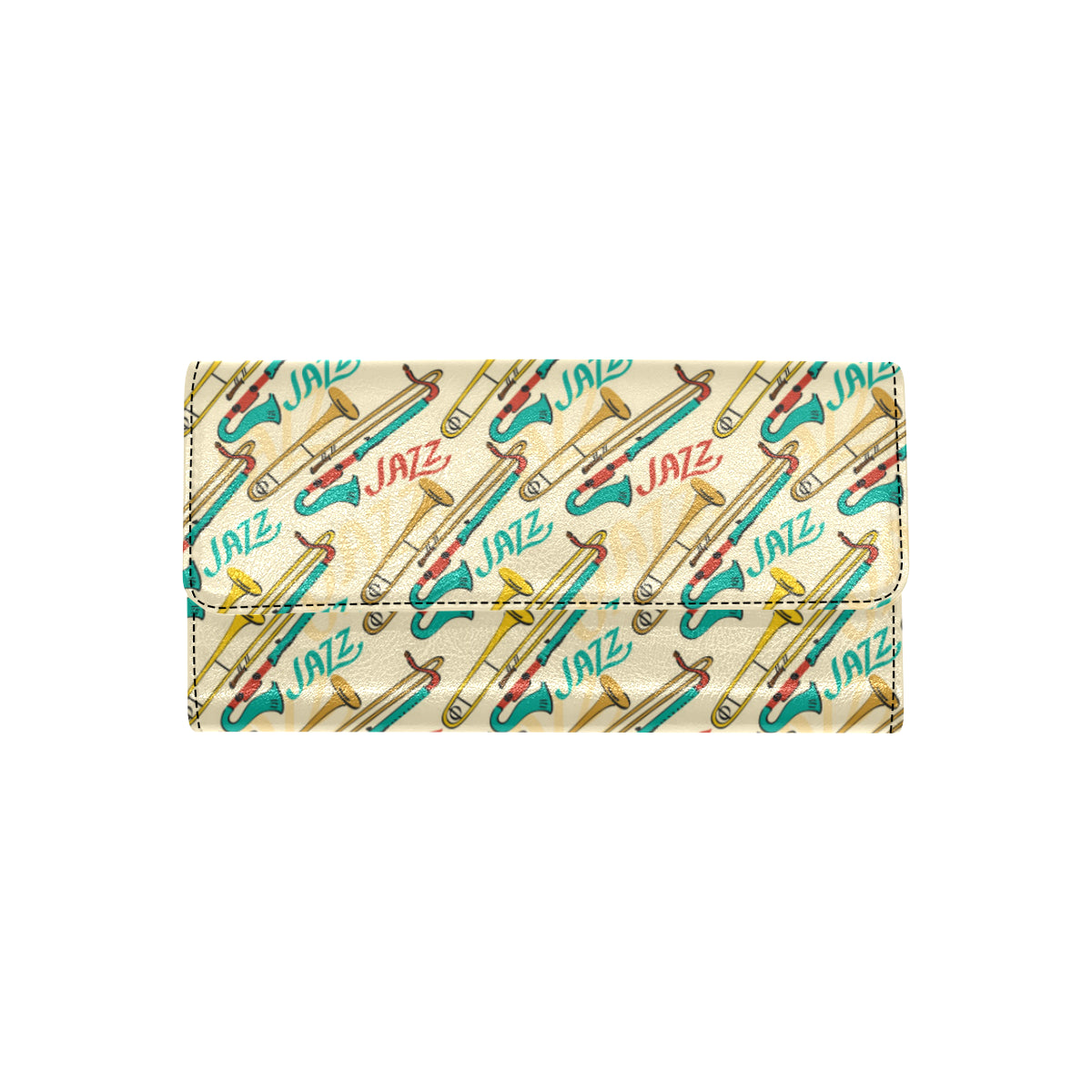 Trombone Pattern Print Design 03 Women's Trifold Wallet