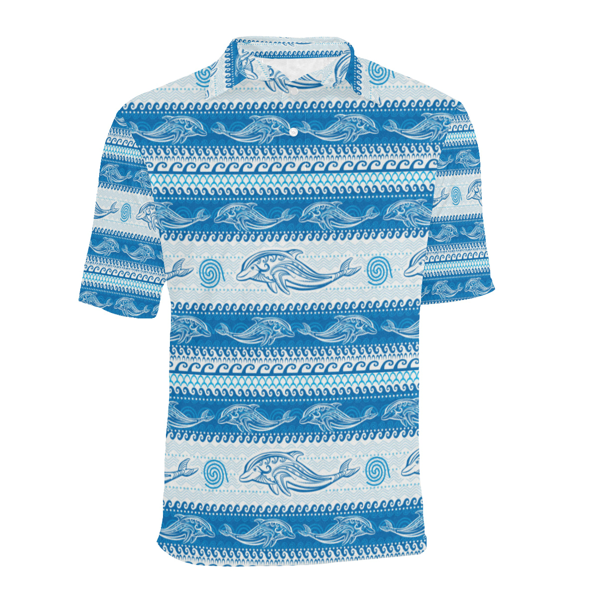 Dolphin Tribal Print Pattern Men Polo Shirt