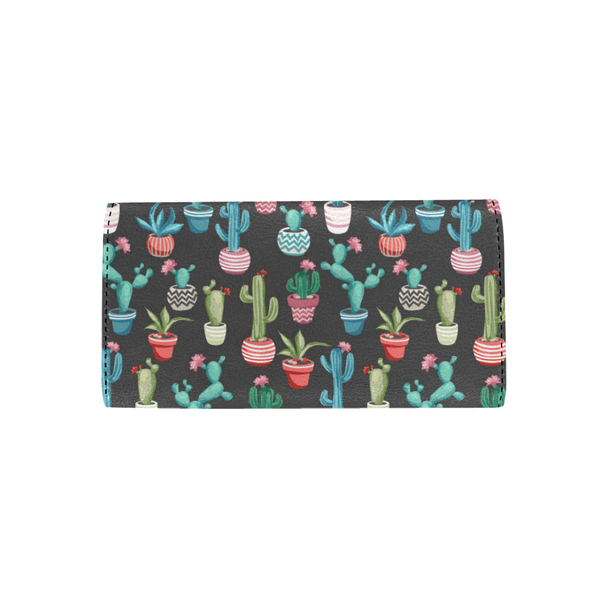 Cactus Pattern Print Design 02 Women's Trifold Wallet