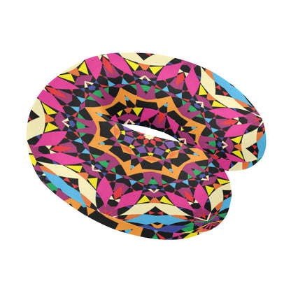 Kaleidoscope Pattern Print Design 02 U-Shaped Travel Neck Pillow