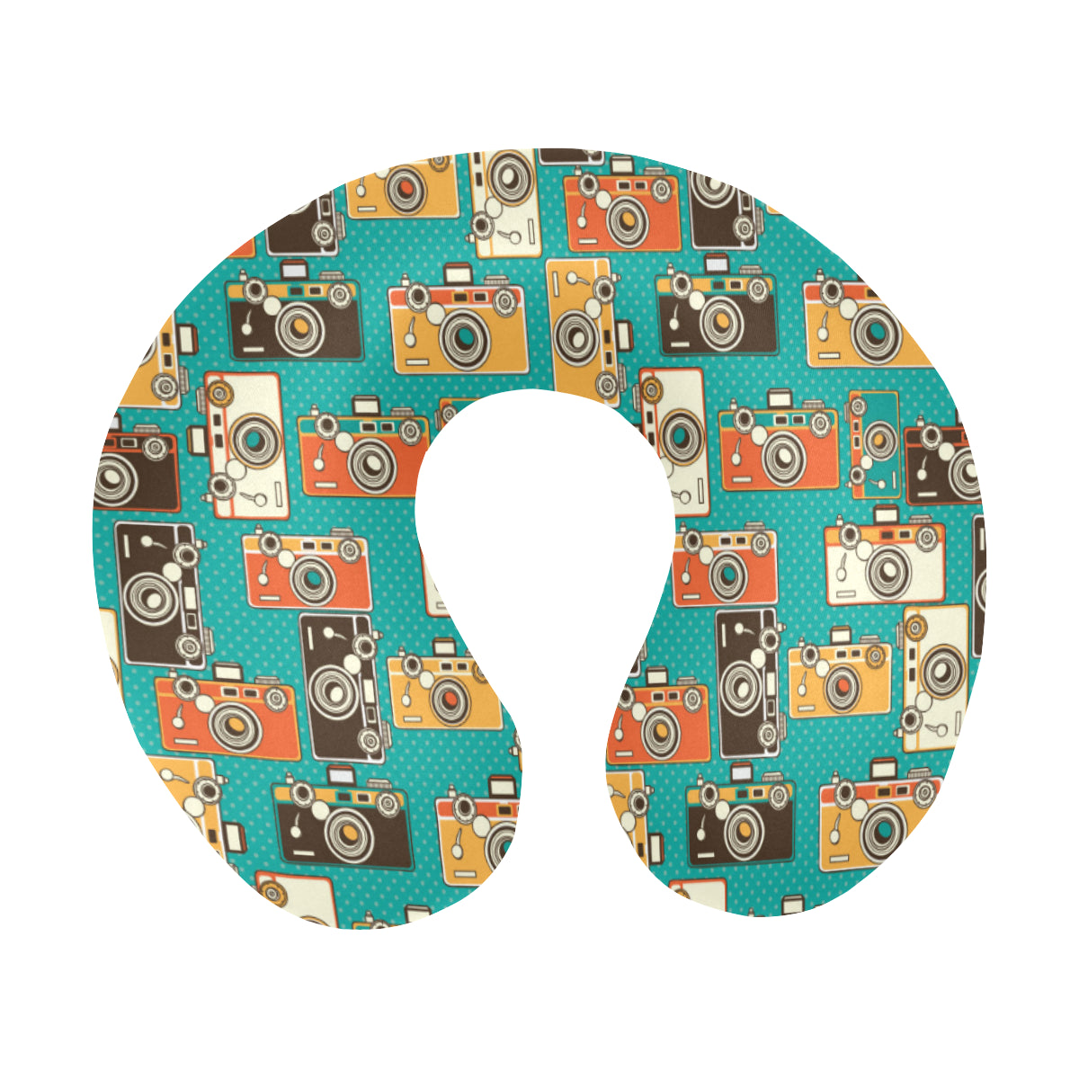 Camera Pattern Print Design 02 U-Shaped Travel Neck Pillow
