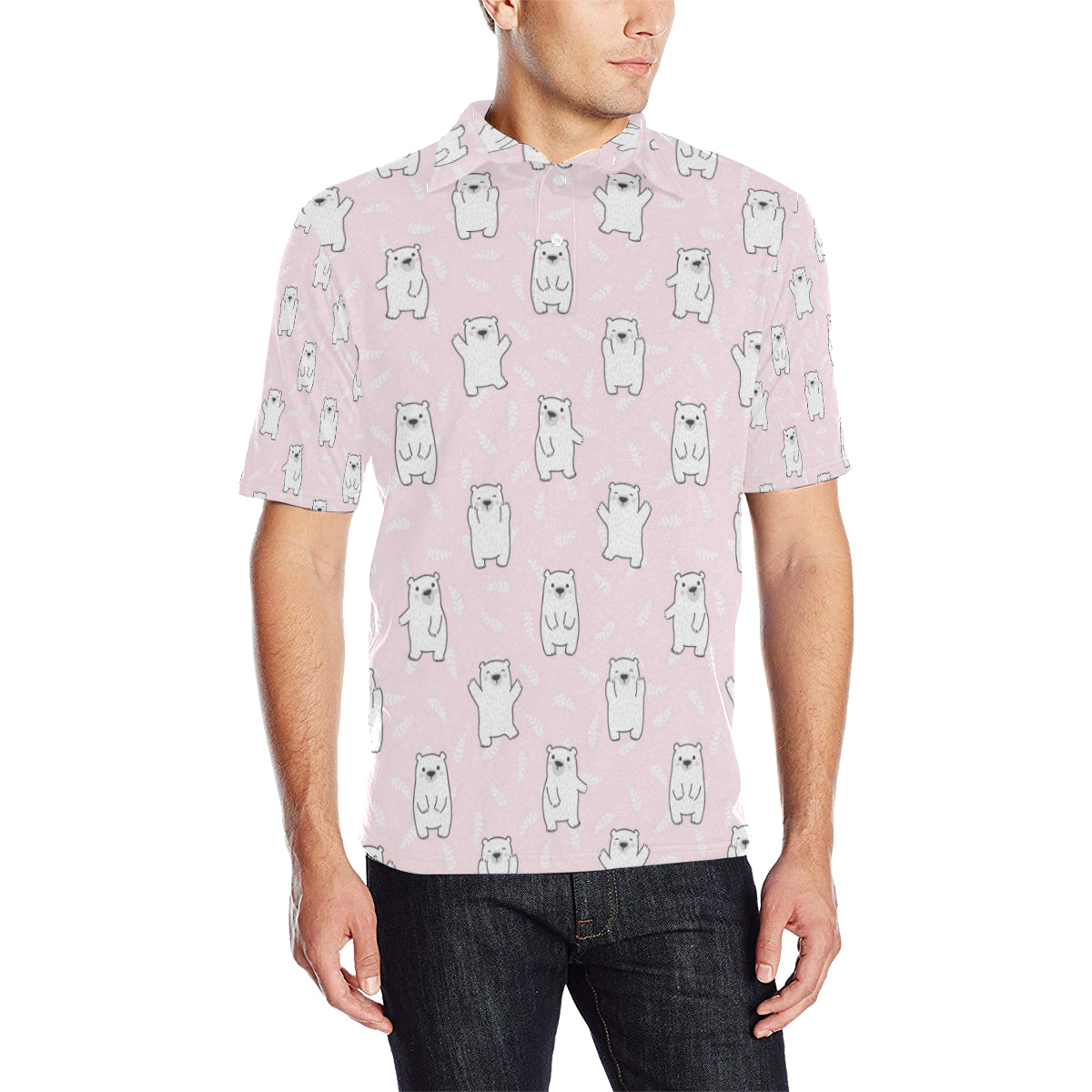 Polar Bear Pattern Print Design PB09 Men Polo Shirt