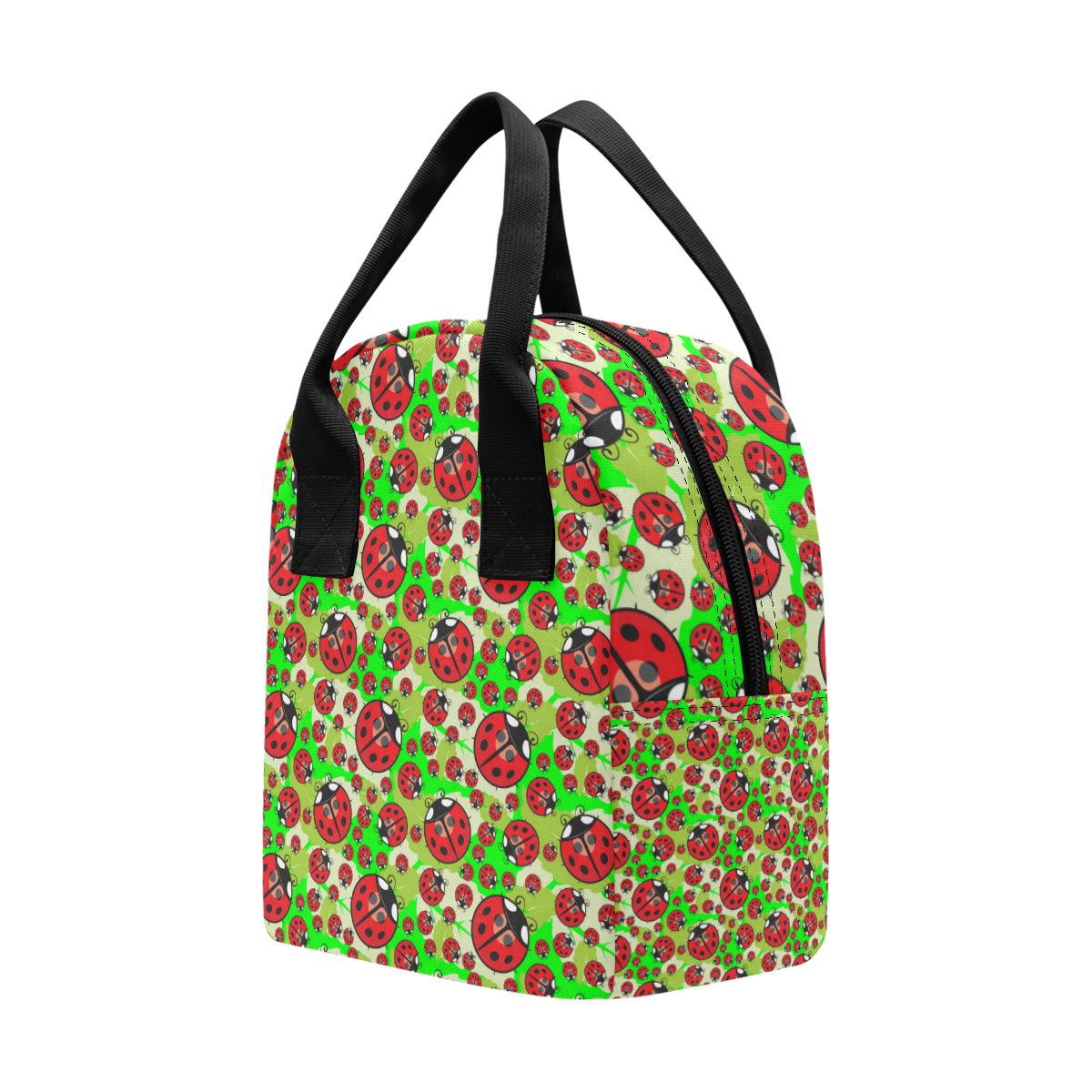 Ladybug with Leaf Print Pattern Insulated Lunch Bag